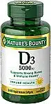 240-Count Nature’s Bounty Vitamin D3 125 mcg 5000iu Softgels