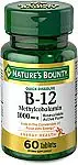 60-Count Nature's Bounty Vitamin B12 Tablets