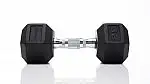 Tru Grit Fitness 25 lb Black Hex Rubber Dumbbell, Single