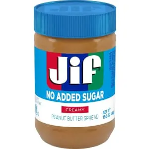 Jif No Added Sugar Creamy Peanut Butter Spread 15.5-oz. Jar 12-Pack