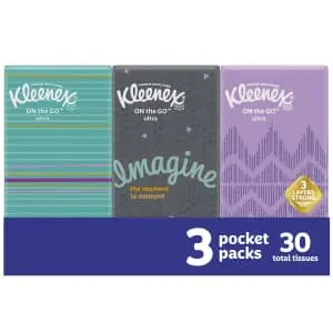 Kleenex On-the-Go Facial Tissues 3-Pack