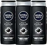 3-pack Nivea Men's Body Wash 16.9 Fl Oz Bottles + NIVEA Body Wash 20 fl oz