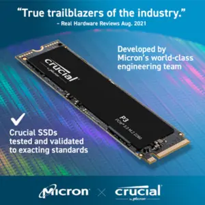 Crucial P3 2TB PCIe3.0 3D NAND NVMe M.2 固态硬盘