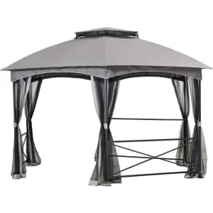 Sunjoy Ashton 15x15-Foot 2-Tone Hexagon Steel Gazebo w/ 2-Tier Dome Roof