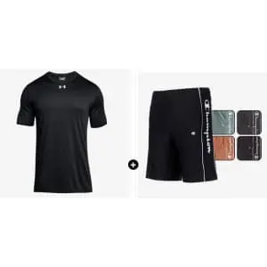 Under Armour Men's T-Shirt w/ Champion Men's Shorts