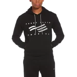 Perry Ellis Men's Contrast Drawcord Fleece Hoodie