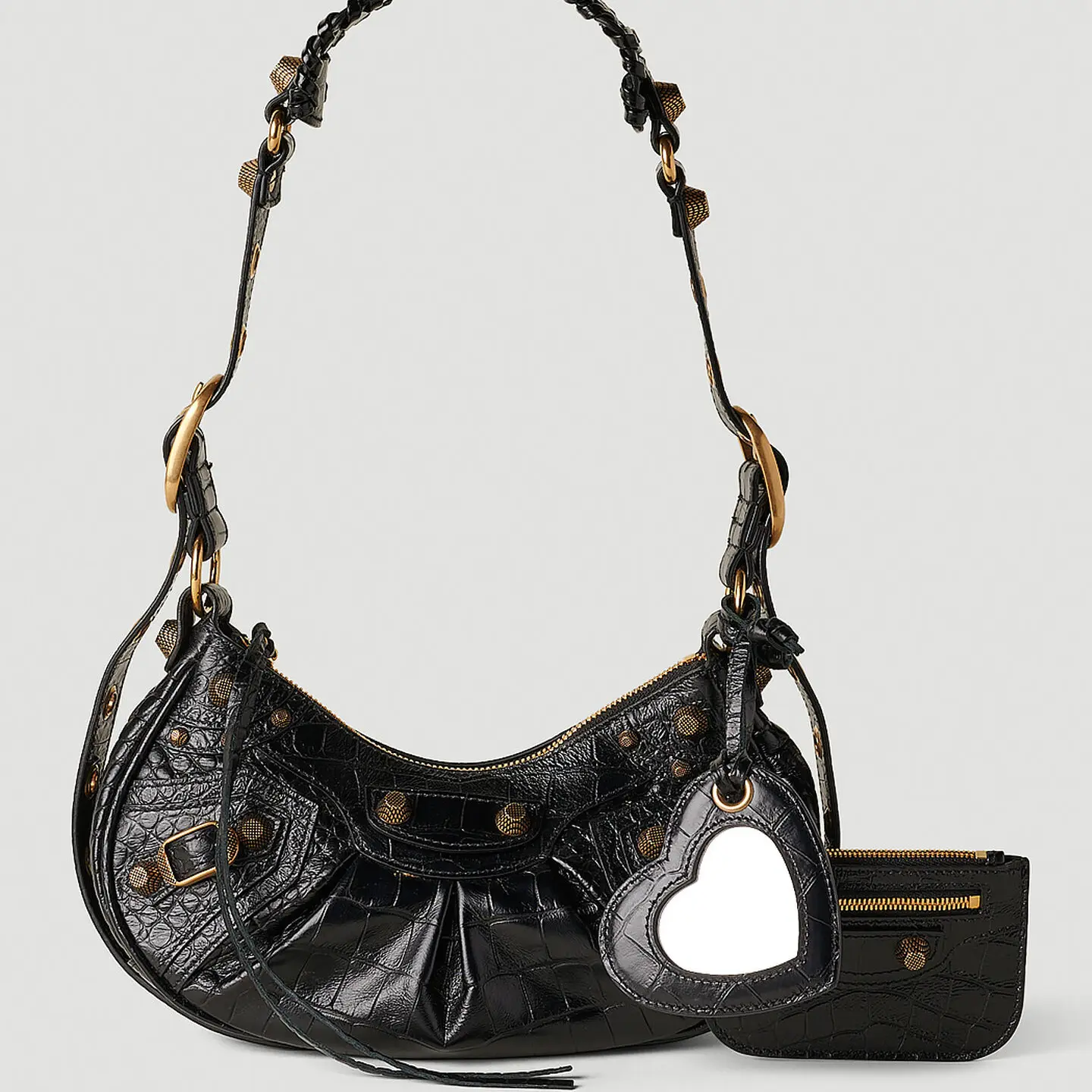 Balenciaga巴黎世家黑金鳄鱼纹Le Cagole XS
