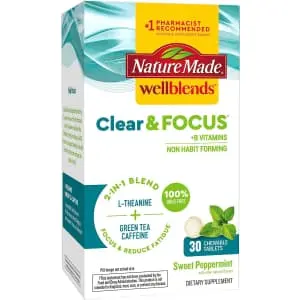 Nature Made 30-Count Wellblends Clear & Focus L-theanine Green Tea Caffeine Tablets 30-Count