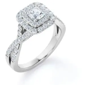JeenMata 1-TCW Princess Cut Double Halo Moissanite Engagement Ring