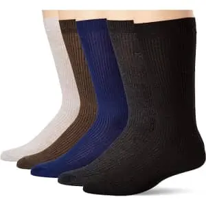 Perry Ellis Men's Portfolio Ribbed Crew Socks 5-Pair Pack