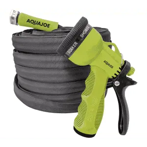 Aqua Joe Fiber Jacket Hose w/ 5-Pattern Spray Gun Bundle