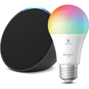 Amazon Echo Pop Smart Speaker w/ Sengled Smart Color Bulb