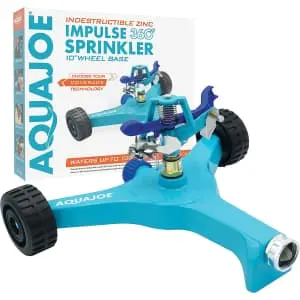 Aqua Joe 10" Indestructible Wheeled Base Metal Impulse Sprinkler