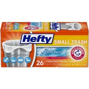 Hefty 4-Gallon 26-Count Flap Tie Small Trash Bags 12-Pack