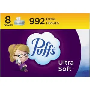 Puffs Ultra Soft Non-Lotion Facial Tissue 124-Count Box 8-Pack