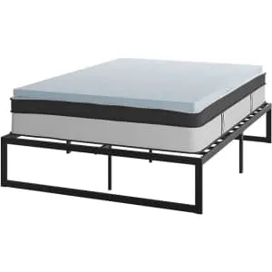 Flash Furniture 14" Metal Platform Bed Frame/Mattress/Topper Set