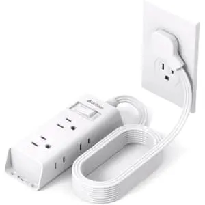 Addtam 15-Foot 6-Outlet Flat Plug Power Strip