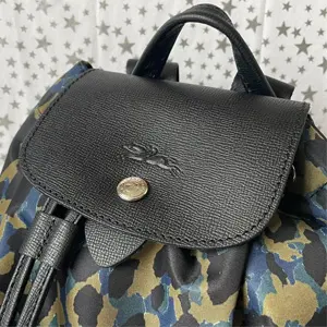 Longchamp Le Pliage豹纹印花双肩包