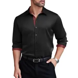 Coofandy Men's Silk Dress Shirt