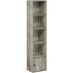 Furinno Luder 5-Tier Shelf Bookcase w/ 1-Door Storage Cabinet