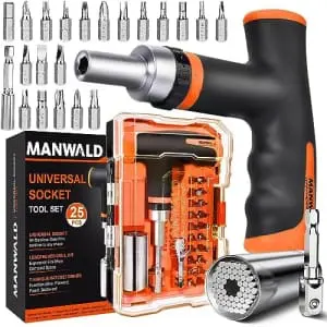 Ratcheting T-Handle Screwdriver and Universal Socket Tool Set