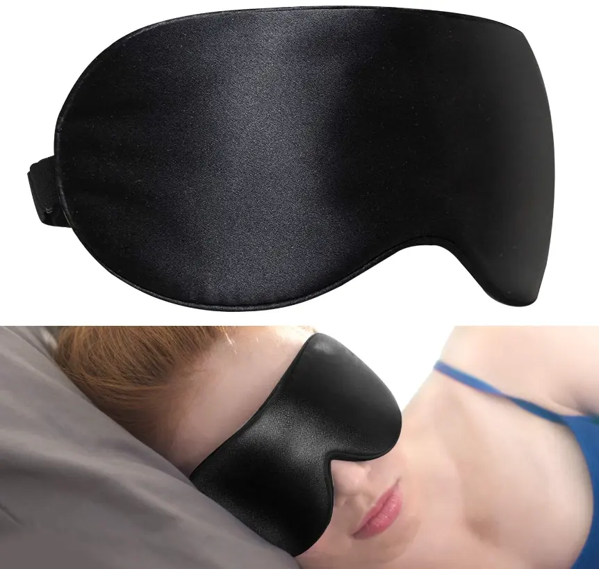 Lacette 100% Mulberry Silk Eye Mask for Men Women, Block Out Light Sleep Mask & Blindfold, Soft & Smooth Sleep Mask, No Pressure for A Full Night's Sleep, Black