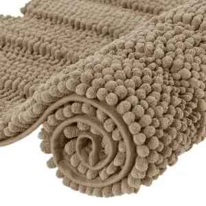 Chenille Extra Soft Striped Plush Bathroom Rugs