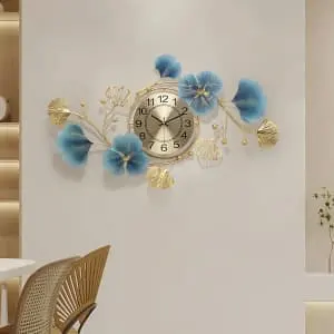 Homary 3D Metal Ginkgo Leaves Wall Clock