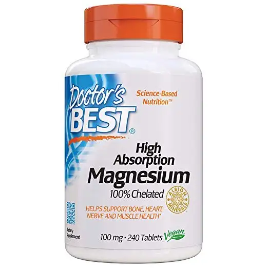 Doctor's Best 高吸收 100%螯合 甘氨酸镁片200mg，240片，原价$30.49，现点击coupon后仅售$12.38，免运费