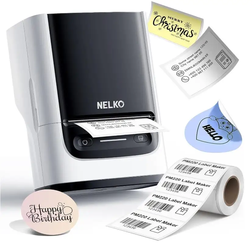 实用好物，白菜价！Nelko PM220 便携式蓝牙热敏标签打印机，可打印多种模版和字体，适用于手机和 PC，送一卷打印纸，折上折后仅售 $18.47