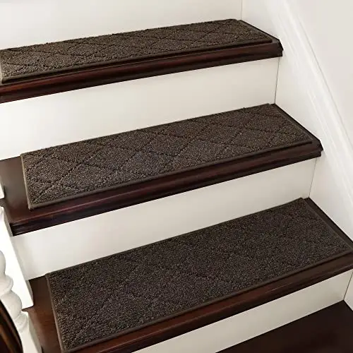 多功能防滑楼梯地垫-10 件,棕色