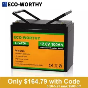 Eco-Worthy 12V 100AH LiFePO4 Lithium Battery