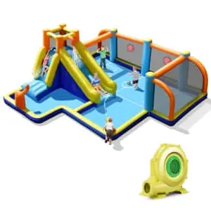 Soccer-Themed Inflatable Water Slide w/ Blower