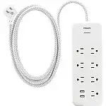 Philips 7-Outlet Surge Protector, 4ft Braided Cord
