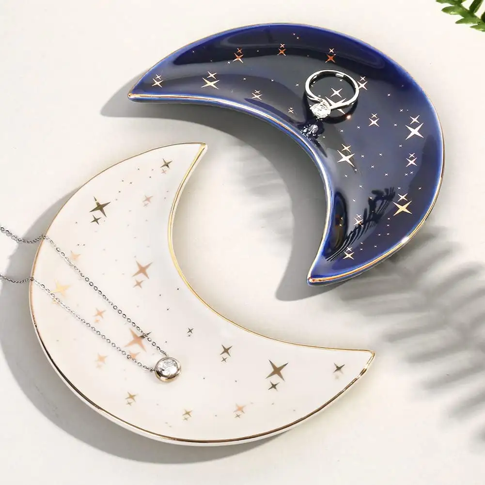 陶瓷月亮造型首饰盘 两个