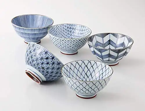 [Saikai陶器] 传统日本饭碗 (5个碗套装)