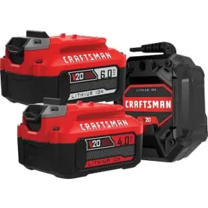 Craftsman V20 20V Lithium-Ion Battery 2-Pack with Charger