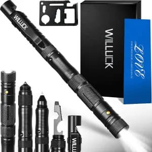 All-in-One Tactical Pen With LED Flashlight and Wallet Card Multi-Tool