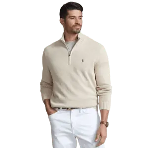 Polo Ralph Lauren Men's Big & Tall Cotton Quarter-Zip Sweater