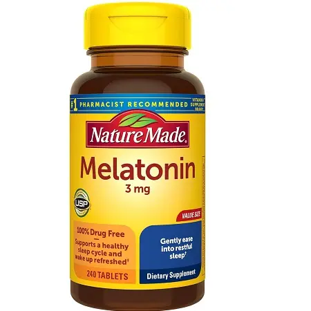 Nature Made Melatonin 3mg Tablets, 100% Drug Free Sleep Aid for Adults, 240 Tablets, 240 Day Supply, only $6.89