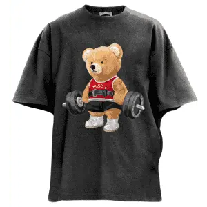 IronPanda Men's Exercise Bear Washed Gym Shirt