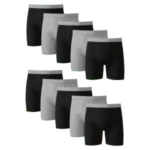 Hanes Men's Super Value Moisture-Wicking Cotton Boxer Briefs 10-Pack