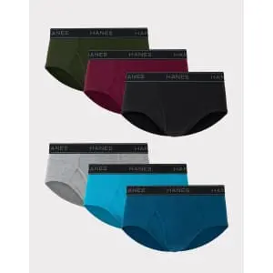 Hanes Men's Mid-Rise Brief Underwear 6-Pack