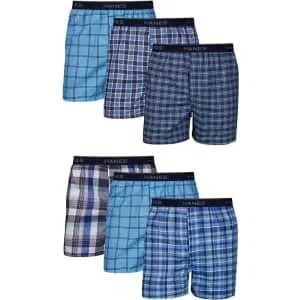 Hanes Men's Tagless Boxer Underwear 6-Pack