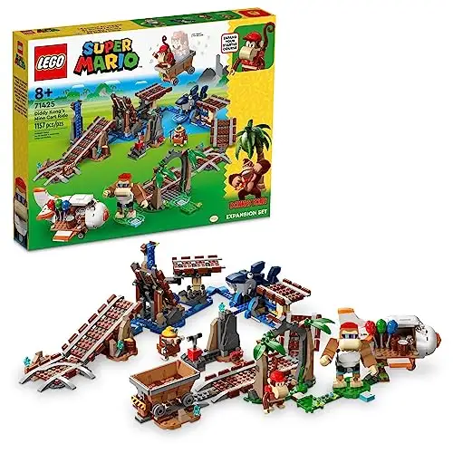 1157-Piece LEGO Super Mario: Diddy Kong's Mine Cart Ride Expansion Set (71425)