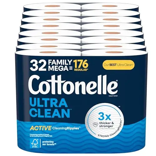 Cottonelle Ultra CleanCare 超舒适卫生纸， 32超大卷（相当于176普通卷）