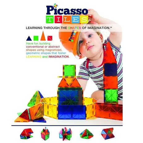 仅限Prime会员！超赞！Picasso Tiles透明3D磁性建筑玩具100片装，原价$59.98，现仅售$25.99，免运费