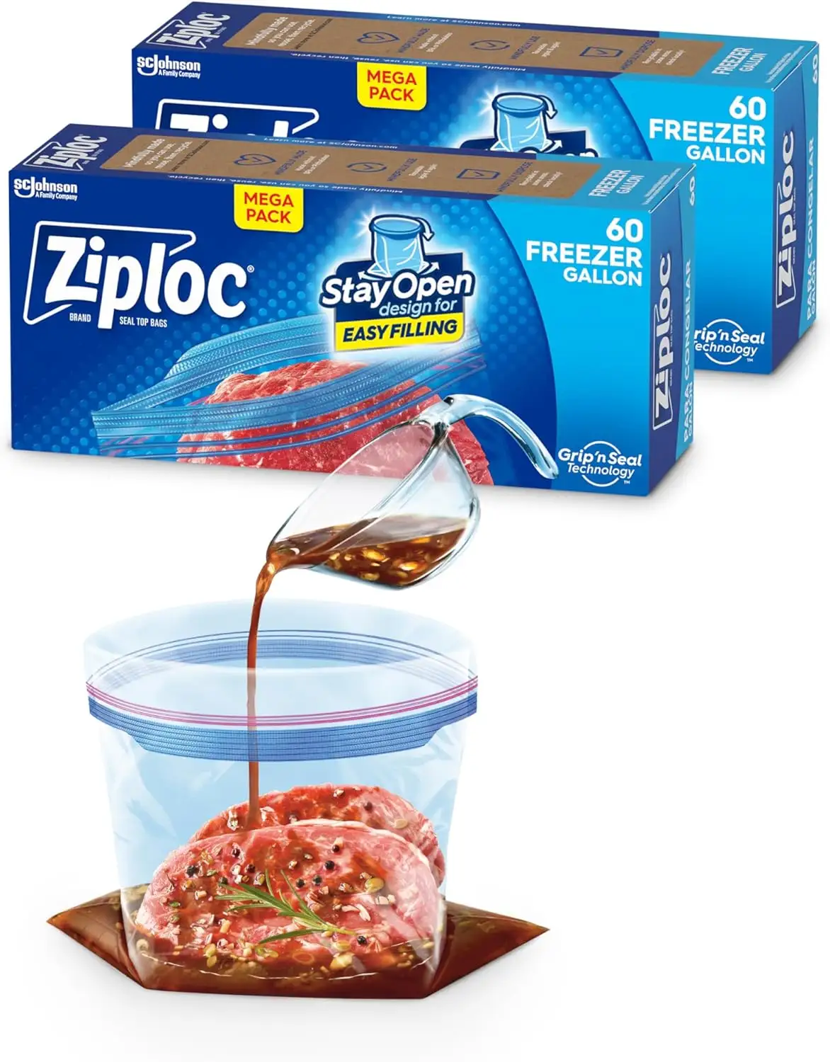 2-Pack 60-Count Ziploc Food Storage Freezer Bags (Gallon Size)