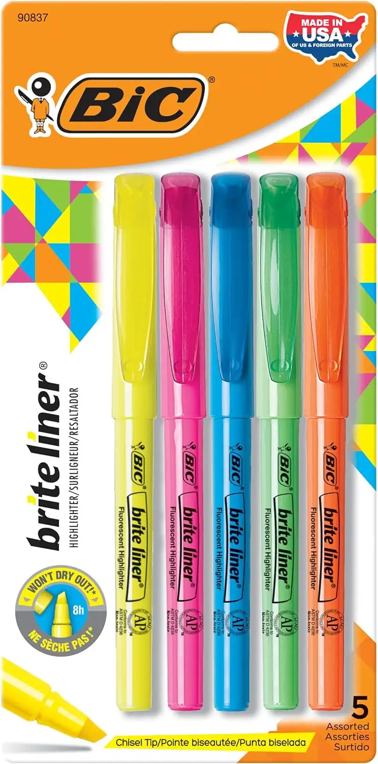 5-Count BIC Brite Liner Chisel Tip Highlighter (Assorted Colors)