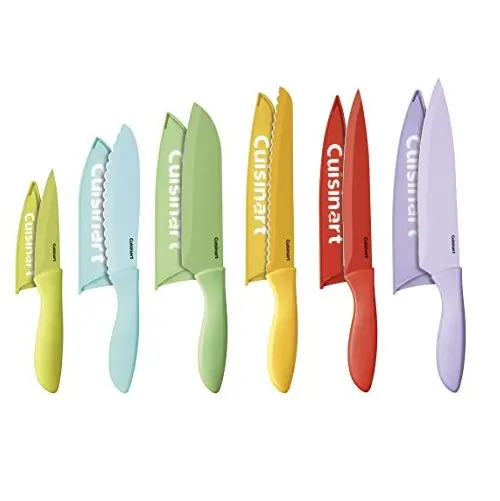 Cuisinart C55-12PCER1 12-Piece Ceramic Coated Color Knife Set with Blade Guards, Multicolored, only $22.47